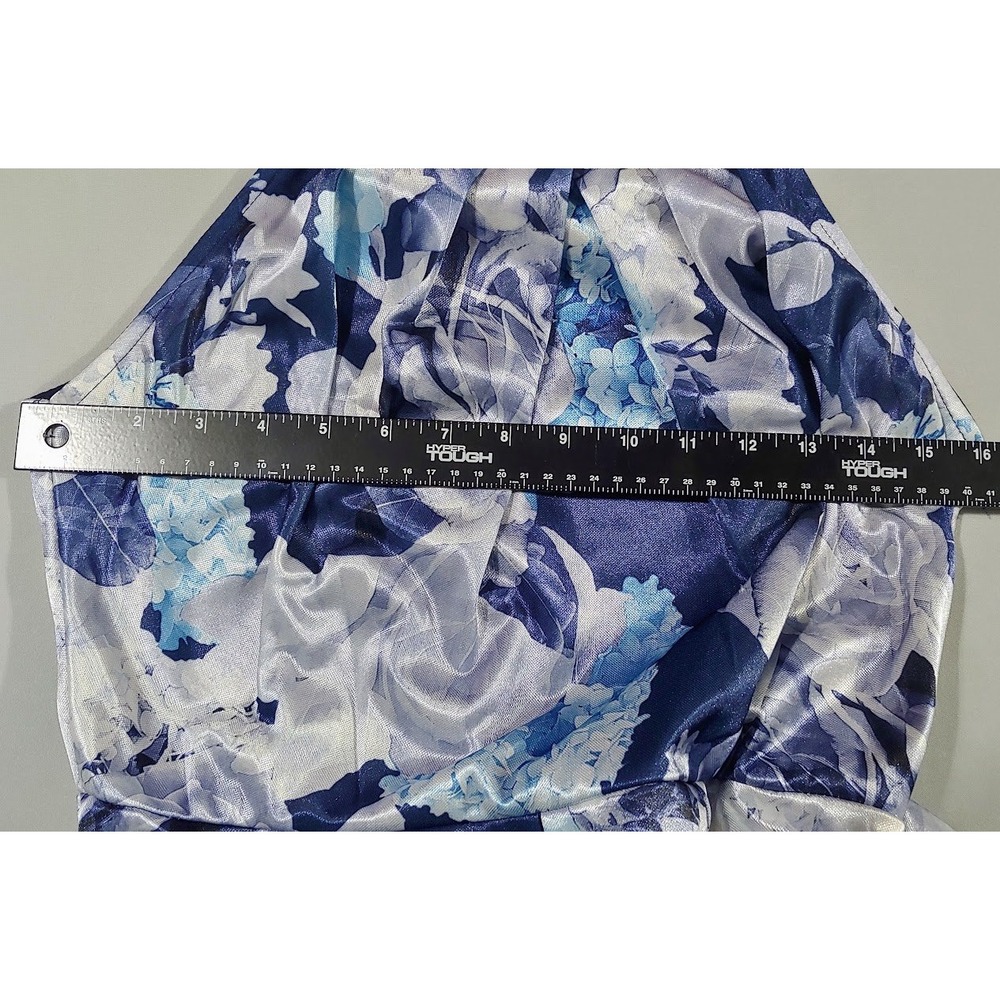 Womens Blue S Floral Pleated Sleeveless Formal Maxi Dress Elegant By Candalette - Picture 11 of 12